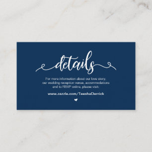 Modern Rustic Farm, Navy Blue,  Wedding Details Enclosure Card