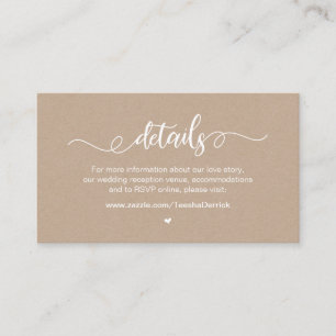Modern Rustic Farm, White, Kraft, Wedding Details Enclosure Card