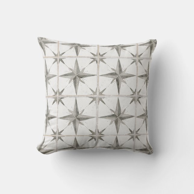 Modern Rustic Farmhouse Geometric Star Pattern Cushion (Front)