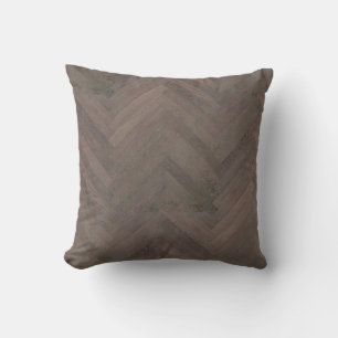 Modern Rustic Farmhouse Worn Herringbone Wood Cushion