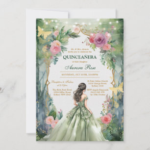 Modern Rustic Floral Quinceanera Invitation