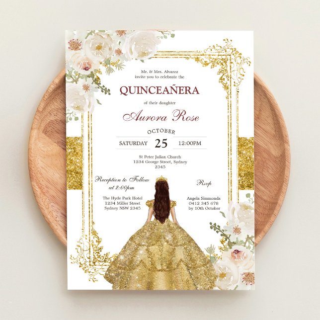 Modern Rustic Floral Quinceanera Invitation (Creator Uploaded)