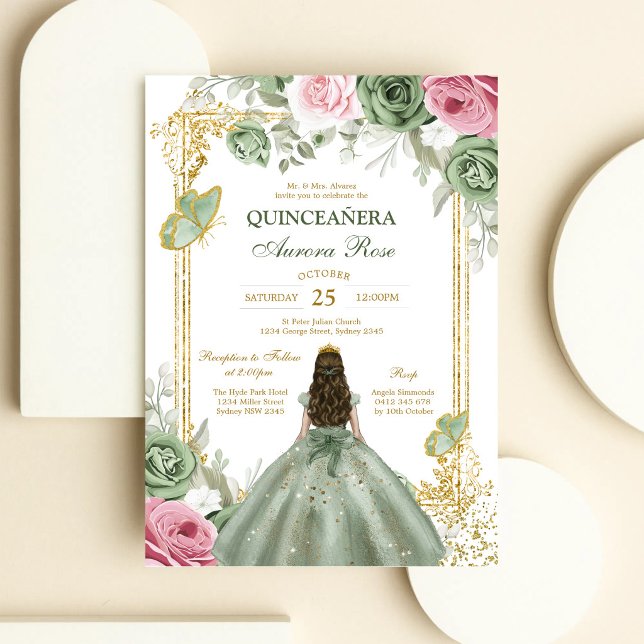 Modern Rustic Floral Quinceanera Invitation (Creator Uploaded)