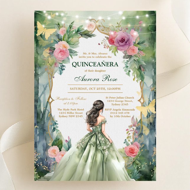 Modern Rustic Floral Quinceanera Invitation (Creator Uploaded)