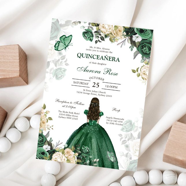 Modern Rustic Floral Quinceanera Invitation (Creator Uploaded)