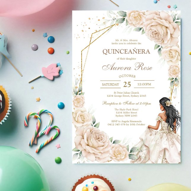Modern Rustic Floral Quinceanera Invitation (Creator Uploaded)