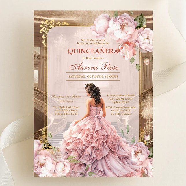 Modern Rustic Floral Quinceanera Invitation (Creator Uploaded)