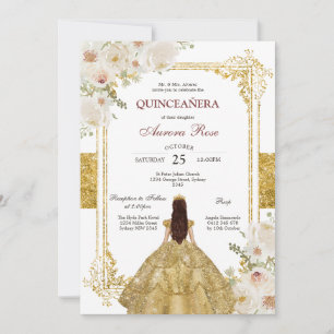 Modern Rustic Floral Quinceanera Invitation