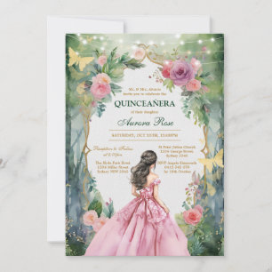 Modern Rustic Floral Quinceanera Invitation