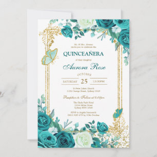Modern Rustic Floral Quinceanera Invitation