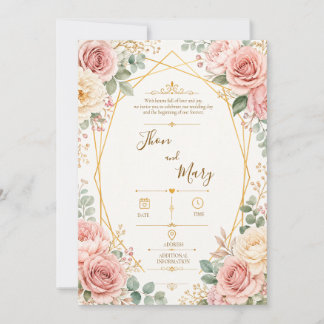 Modern Rustic Floral Wedding Invitation
