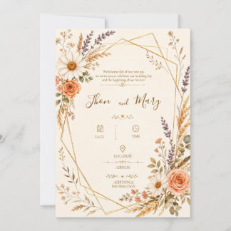 Modern Rustic Floral Wedding Invitation