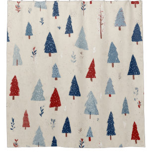 Modern Rustic Forest Tree Pattern Shower Curtain