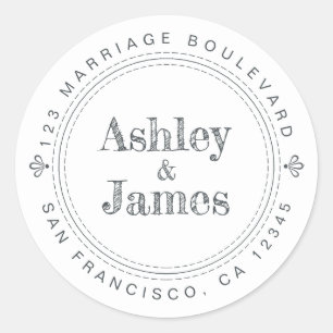 Modern Rustic Future Mr Mrs Wedding Return Address Classic Round Sticker