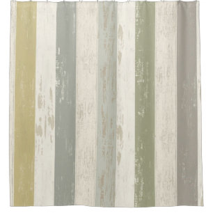 Modern Rustic Gold Gray Sage Green Cream Stripe Shower Curtain