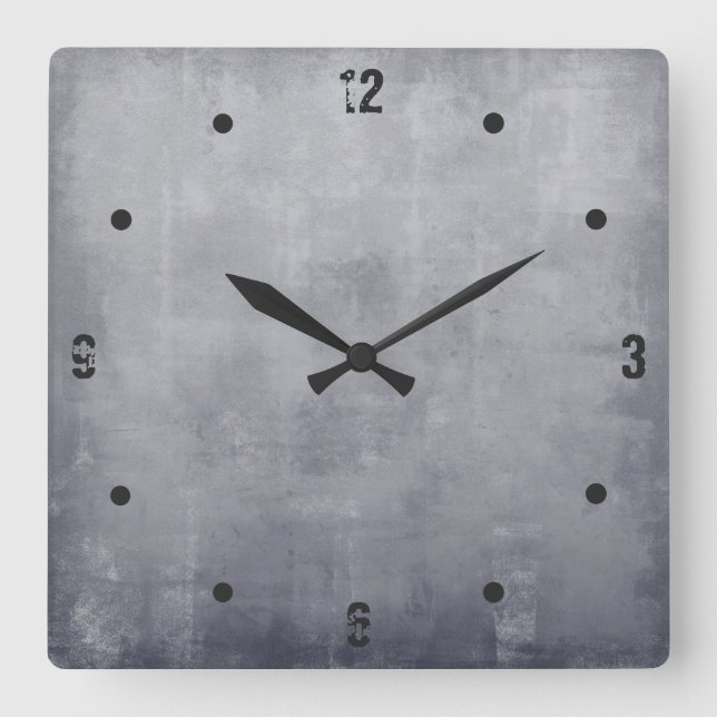 Modern rustic Grey abstract Square Wall Clock (Front)