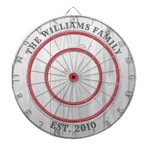 Modern Rustic Grey Barn Wood Family Name Dart Boar Dartboard