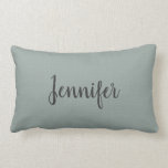 Modern Rustic grey green burlap monogram name Lumbar Cushion<br><div class="desc">Modern rustic chic faux burlap grey green monogrammed name pillow.
You can easily change the text.</div>