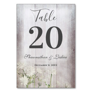 Modern Rustic Grey Print Floral Table Card