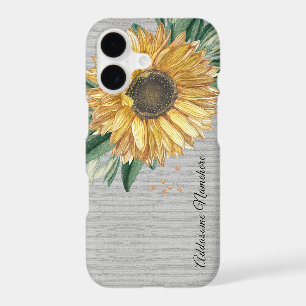 Modern Rustic Grey Sunflower iPhone Case