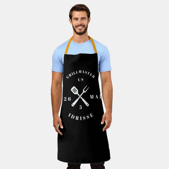Modern Rustic GRILLMASTER Custom Cool Adult Apron (Worn)