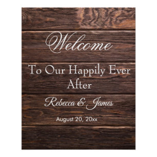 Modern Rustic Happily Ever After Wedding Welcome Poster