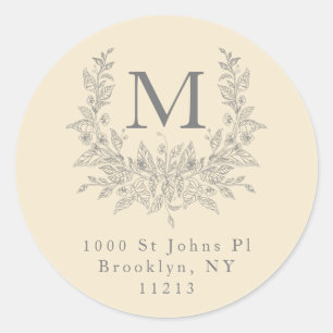 Modern Rustic holiday monogram Champagne Classic Round Sticker