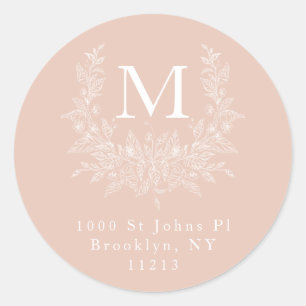 Modern Rustic holiday monogram Desert Sand Classic Round Sticker