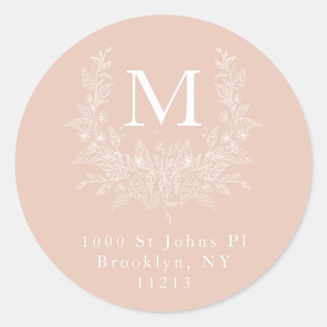 Modern Rustic holiday monogram Desert Sand Classic Round Sticker (Front)