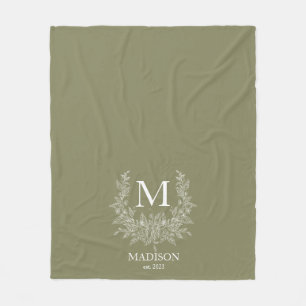 Modern Rustic holiday monogram Shadow Fleece Blanket