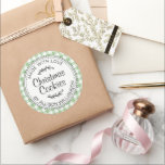 Modern Rustic Homemade Christmas Cookies Green Classic Round Sticker<br><div class="desc">Rustic, modern and simple homemade baked goods apple pie sticker with the text made with love, Christmas cookies and your name in elegant handwritten script calligraphy and typography on a green check pattern background with a stylish touch of foliage. Simply add your name and the product name to the label....</div>