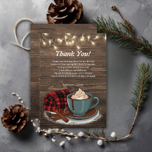 Modern Rustic Hot Cocoa Cosy Baby Shower Thank You Card