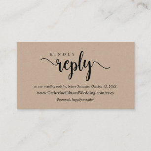 Modern Rustic Kraft, Black font, online RSVP websi Enclosure Card