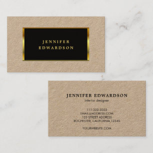 Modern rustic kraft black gold professional business card