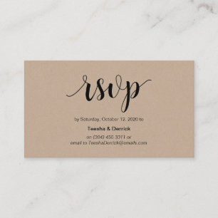 Modern Rustic, Kraft, Black Script, online RSVP Enclosure Card