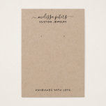 Modern Rustic Kraft Jewellery Earring Display Card<br><div class="desc">Modern minimalist rustic kraft earring display card. Personalise this jewellery holder display card template for your business,  easily customise all text and colours. Great for custom earring holders for handmade homemade earrings and other jewellery. Features elegant design with signature script font.</div>