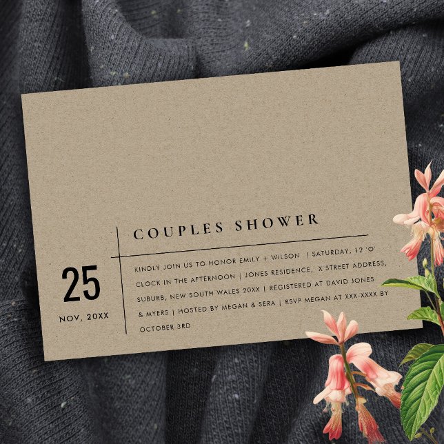 Modern Rustic Kraft Typography Couples Shower Invitation (Creator Uploaded)