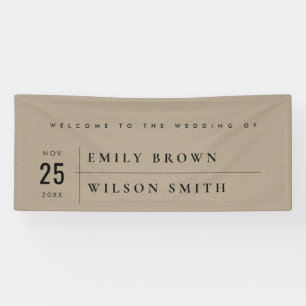 MODERN RUSTIC KRAFT TYPOGRAPHY WEDDING WELCOME BANNER