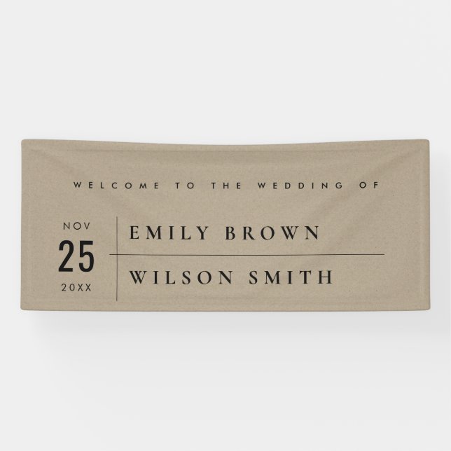 MODERN RUSTIC KRAFT TYPOGRAPHY WEDDING WELCOME BANNER (Horizontal)