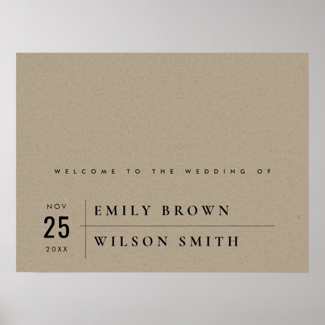 MODERN RUSTIC KRAFT TYPOGRAPHY WEDDING WELCOME POSTER (Front)