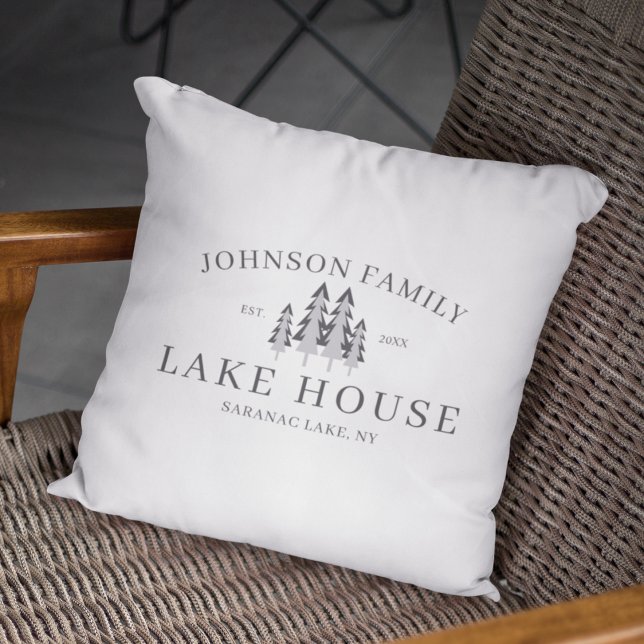 Modern Rustic Lake House Family Name Summer  Cushion (Creator Uploaded)