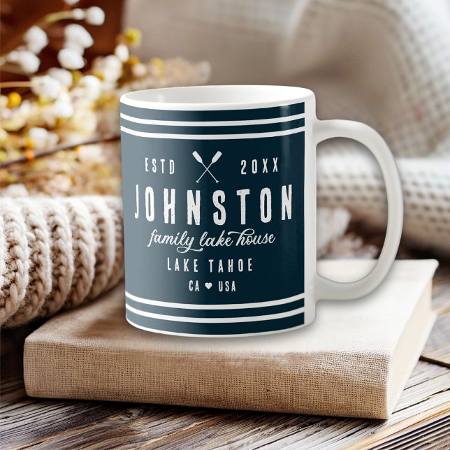Modern Rustic Lake House | Navy White Coffee Mug (Creator Uploaded)