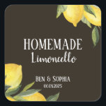 Modern Rustic Lemons Homemade Limoncello  Square Sticker<br><div class="desc">Modern Rustic homemade limoncello bottle labels,  they are perfect custom label for your wedding favours with an italian theme and a summer vibe. They feature a watercolor lemon branch,  lemons and green branches  and a custom label for all your italian limoncello bottle labelling needs.</div>