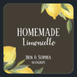 Modern Rustic Lemons Homemade Limoncello  Square Sticker<br><div class="desc">Modern Rustic homemade limoncello bottle labels,  they are perfect custom label for your wedding favours with an italian theme and a summer vibe. They feature a watercolor lemon branch,  lemons and green branches  and a custom label for all your italian limoncello bottle labelling needs.</div>