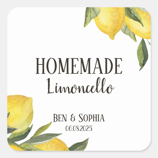 Modern Rustic Lemons Homemade Limoncello  Square Sticker (Front)