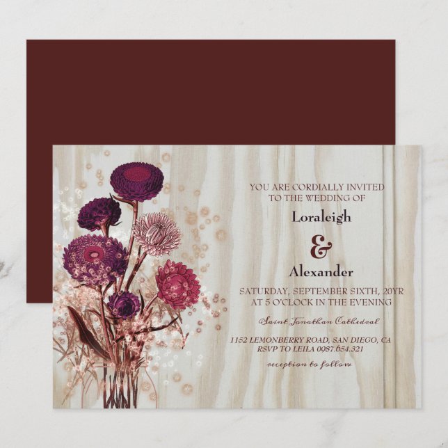 Modern Rustic Light Wood Wedding Invitation (Front/Back)