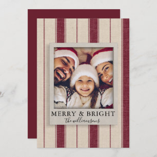 Modern Rustic Linen Family Photo Christmas Card