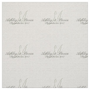 Modern Rustic Linen Wedding Monogram Fabric
