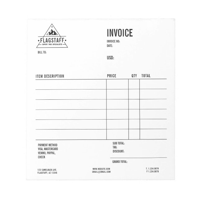 Modern Rustic Masculine Mountain Outdoor Goods Notepad (Front)