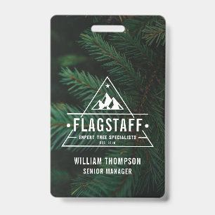 Modern Rustic Masculine Mountain Tree Arborist ID Badge